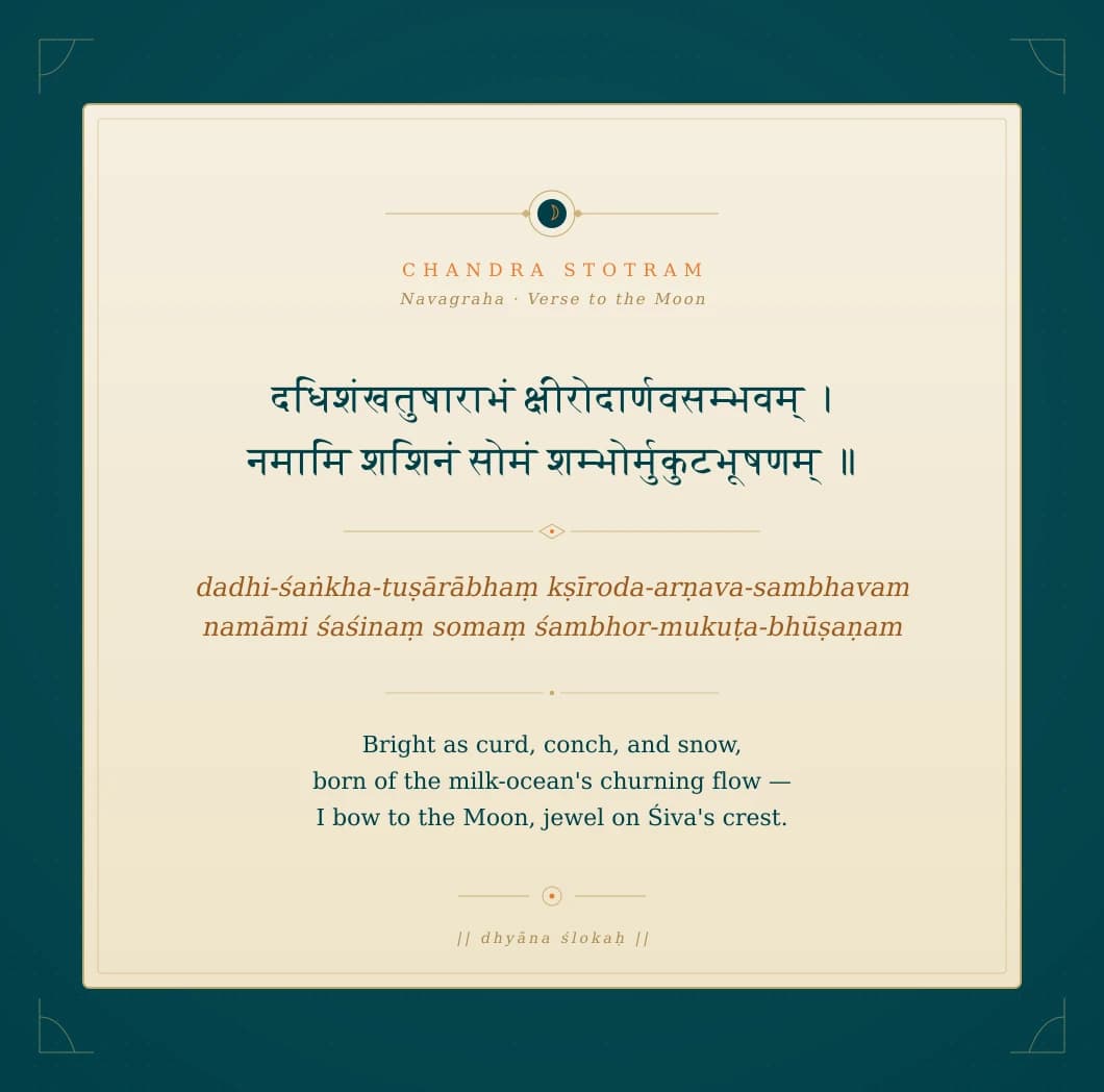 Chandra Stotram verse parchment for Moon in Vedic Jyotish