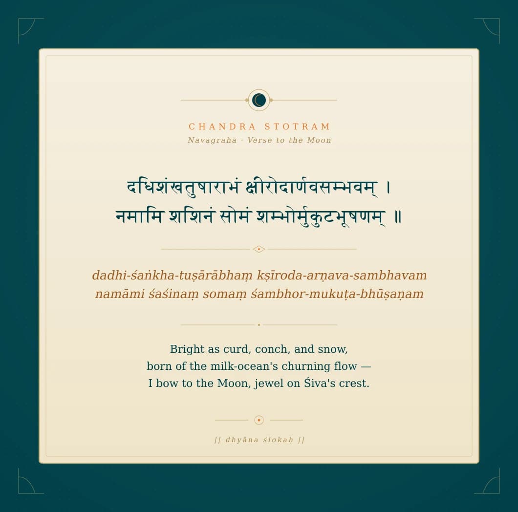 Chandra Stotram verse parchment for Moon in Vedic Jyotish