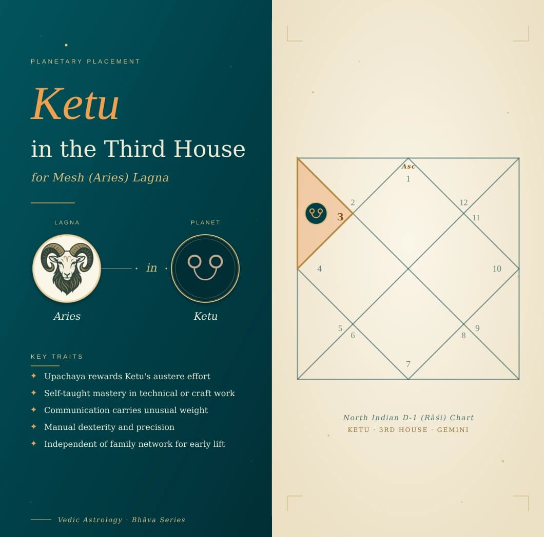 Smoky Ketu in the third house of a Mesh Lagna kundali in Mithuna