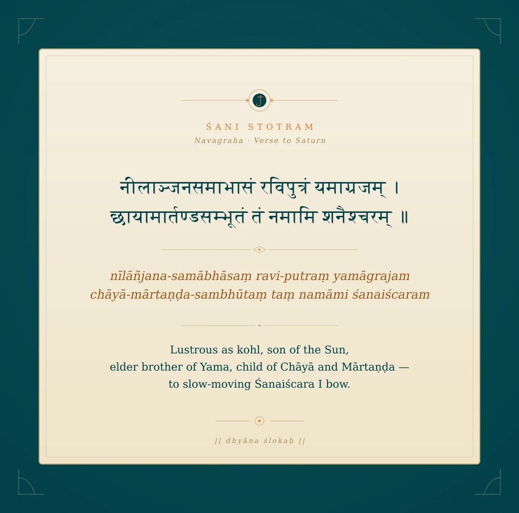 Śani Stotram verse parchment for Saturn in Vedic Jyotish
