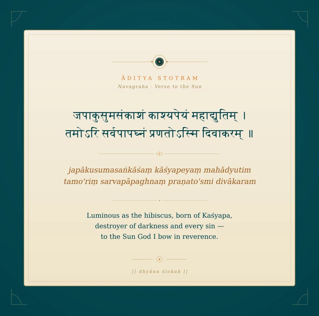 Āditya Stotram verse parchment for Sun in Vedic Jyotish