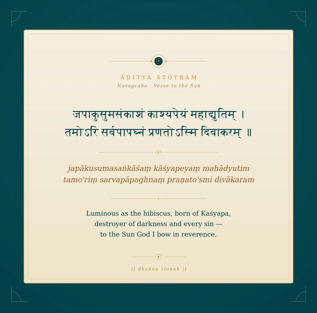 Āditya Stotram verse parchment for Sun in Vedic Jyotish